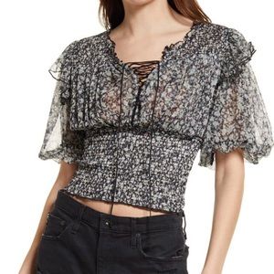 Free People Beatrice Smocked Ruffle Top